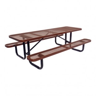 Lifeyard 8' Brown Expanded Metal Picnic Table
