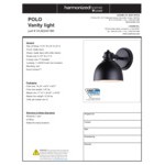 Canarm Polo Matte Black Farmhouse Vanity Light -120V, 60W