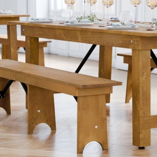 Lancaster Table & Seating Vineyard 6' Barrel Brown Wood Folding Bench 12 Lancaster Table & Seating Vineyard 6' Barrel Brown Wood Folding Bench 12