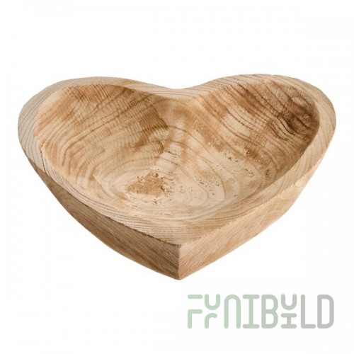 Kalalou Heart-Shaped Carved Wooden Display Bowl