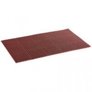 Lavex 3' x 5' Heavy-Duty Red Rubber Straight Edge Grease-Resistant Anti-Fatigue Diamond Floor Mat - 3/4