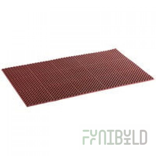 Lavex 3' x 5' Heavy-Duty Red Rubber Straight Edge Grease-Resistant Anti-Fatigue Diamond Floor Mat - 3/4