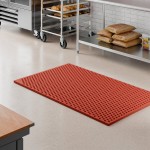 Lavex 3' x 5' Heavy-Duty Red Rubber Straight Edge Grease-Resistant Anti-Fatigue Diamond Floor Mat - 3/4