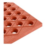 Lavex 3' x 5' Heavy-Duty Red Rubber Straight Edge Grease-Resistant Anti-Fatigue Diamond Floor Mat - 3/4