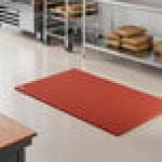 Lavex 3' x 5' Heavy-Duty Red Rubber Straight Edge Grease-Resistant Anti-Fatigue Diamond Floor Mat - 3/4