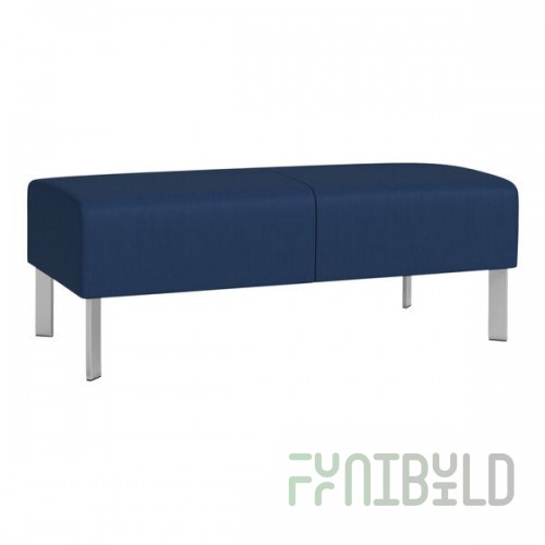 Lesro Luxe Lounge Series Patriot Plus Imperial Blue Vinyl 2-Seat Bench with Steel Legs