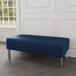 Lesro Luxe Lounge Series Patriot Plus Imperial Blue Vinyl 2-Seat Bench with Steel Legs Lesro Luxe Lounge Series Patriot Plus Imperial Blue Vinyl 2-Seat Bench with Steel Legs