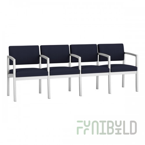 Lesro Lenox Steel Open House Navy Fabric 4-Seat Sofa with Center Arms
