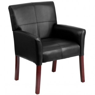 Flash Furniture BT-353-BK-LEA-GG Black Leather Executive Side / Reception Chair with Mahogany Legs Flash Furniture BT-353-BK-LEA-GG Black Leather Executive Side / Reception Chair with Mahogany Legs