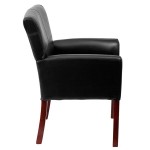 Flash Furniture BT-353-BK-LEA-GG Black Leather Executive Side / Reception Chair with Mahogany Legs
