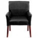Flash Furniture BT-353-BK-LEA-GG Black Leather Executive Side / Reception Chair with Mahogany Legs