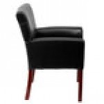 Flash Furniture BT-353-BK-LEA-GG Black Leather Executive Side / Reception Chair with Mahogany Legs