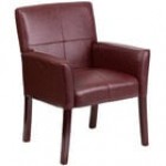 Flash Furniture BT-353-BK-LEA-GG Black Leather Executive Side / Reception Chair with Mahogany Legs