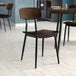 Lancaster Table & Seating Mid-Century Black Chair with Espresso Wood Seat and Backrest - Assembled