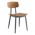 Lancaster Table & Seating Mid-Century Black Chair with Espresso Wood Seat and Backrest - Assembled