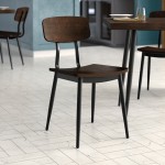 Lancaster Table & Seating Mid-Century Black Chair with Espresso Wood Seat and Backrest - Assembled
