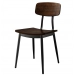 Lancaster Table & Seating Mid-Century Black Chair with Espresso Wood Seat and Backrest - Assembled