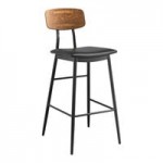 Lancaster Table & Seating Mid-Century Black Chair with Espresso Wood Seat and Backrest - Assembled