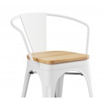 Lancaster Table & Seating Alloy Pearl White Indoor Arm Chair with Natural Wood Seat Lancaster Table & Seating Alloy Pearl White Indoor Arm Chair with Natural Wood Seat