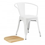 Lancaster Table & Seating Alloy Pearl White Indoor Arm Chair with Natural Wood Seat Lancaster Table & Seating Alloy Pearl White Indoor Arm Chair with Natural Wood Seat