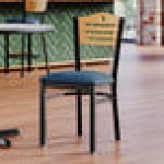 Lancaster Table & Seating Black Finish Side Chair with Navy Vinyl Seat and Natural Wood Back - Assembled Lancaster Table & Seating Black Finish Side Chair with Navy Vinyl Seat and Natural Wood Back - Assembled