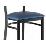 Lancaster Table & Seating Black Finish Side Chair with Navy Vinyl Seat and Natural Wood Back - Assembled Lancaster Table & Seating Black Finish Side Chair with Navy Vinyl Seat and Natural Wood Back - Assembled