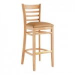 Lancaster Table & Seating Natural Finish Wood Ladder Back Chair with Light Brown Vinyl Seat - Assembled Lancaster Table & Seating Natural Finish Wood Ladder Back Chair with Light Brown Vinyl Seat - Assembled