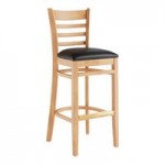 Lancaster Table & Seating Natural Finish Wood Ladder Back Chair with Light Brown Vinyl Seat - Assembled Lancaster Table & Seating Natural Finish Wood Ladder Back Chair with Light Brown Vinyl Seat - Assembled