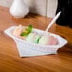 Fineline Flairware 215-WH 15 oz. White Plastic Oval Bowl / Serving Boat - 300/Case Fineline Flairware 215-WH 15 oz. White Plastic Oval Bowl / Serving Boat - 300/Case