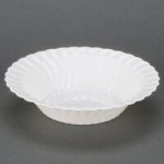 Fineline Flairware 215-WH 15 oz. White Plastic Oval Bowl / Serving Boat - 300/Case Fineline Flairware 215-WH 15 oz. White Plastic Oval Bowl / Serving Boat - 300/Case