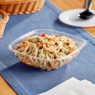 Visions 32 oz. Clear PET Plastic Square Catering / Serving Bowl - 50/Pack Visions 32 oz. Clear PET Plastic Square Catering / Serving Bowl - 50/Pack