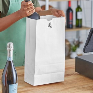 Duro 20 lb. White Paper Bag - 500/Bundle Duro 20 lb. White Paper Bag - 500/Bundle
