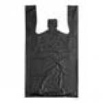 Choice 1/8 Small Size Black Unprinted Embossed Extra Heavy-Duty Plastic T-Shirt Bag - 200/Case