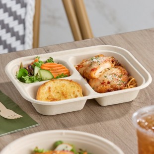 World Centric 29 oz. 3-Compartment PLA Lined Compostable Fiber Container - 400/Case World Centric 29 oz. 3-Compartment PLA Lined Compostable Fiber Container - 400/Case