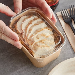 Choice 16-32 oz. Rectangular PET Take-Out Lid - 300/Case