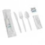 Choice White Heavy Weight Polypropylene Plastic Cutlery Pack with Napkin and Salt and Pepper Packets - 500/Case Choice White Heavy Weight Polypropylene Plastic Cutlery Pack with Napkin and Salt and Pepper Packets - 500/Case