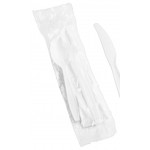 Choice White Extra Heavy Weight Wrapped Polystyrene Plastic Cutlery Pack with Napkin - 500/Case Choice White Extra Heavy Weight Wrapped Polystyrene Plastic Cutlery Pack with Napkin - 500/Case