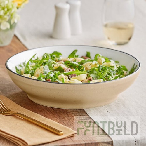 Acopa Embers 48 oz. Harvest Tan Matte Stoneware Pasta Bowl - Sample