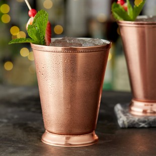 Acopa Alchemy 16 oz. Copper Mint Julep Cup with Beaded Detailing - Sample