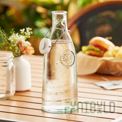 TableCraft 6621 34 oz. Green Tint Glass Authentic Resealable Carafe Bottle
