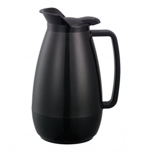 Service Ideas Thermo-Serv 33.8 oz. Black ABS Plastic Insulated Coffee Carafe / Server with Flip-Top Lid TS101BL