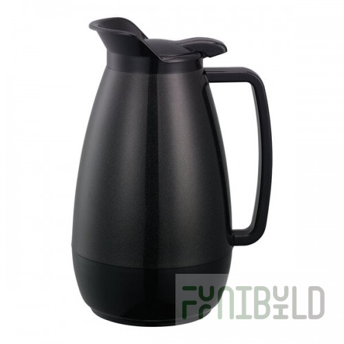 Service Ideas Thermo-Serv 33.8 oz. Black ABS Plastic Insulated Coffee Carafe / Server with Flip-Top Lid TS101BL