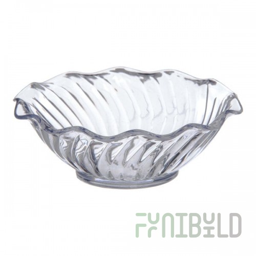Dinex Turnbury 5 oz. Clear Plastic Tulip Swirl Berry Bowl - 96/Case