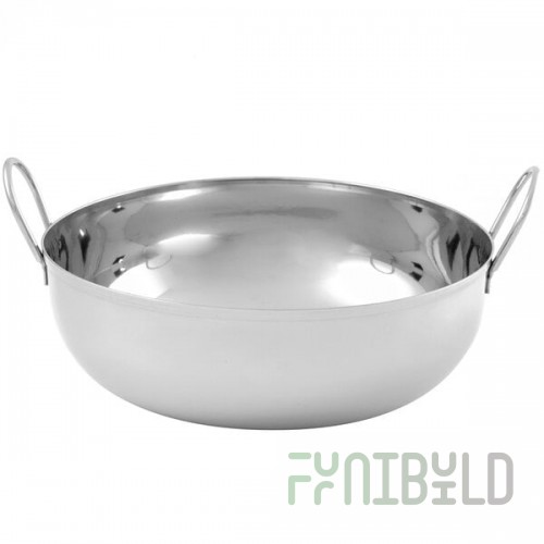 American Metalcraft BD93 105 oz. Stainless Steel Balti Dish - 9 3/8