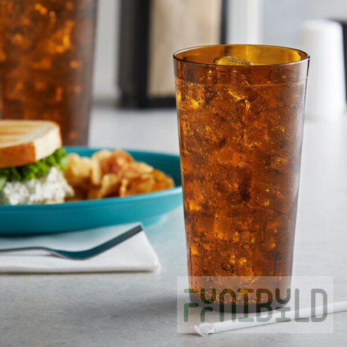 GET 6632-1-A 32 oz. Amber Customizable SAN Plastic Tall Pebbled Tumbler - 48/Case