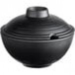 GET B-480-BK Nara 36 oz. Black Matte Round Melamine Bowl with Lid - 12/Case