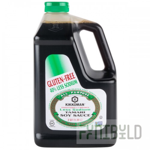 Kikkoman Less Sodium Gluten-Free Tamari Soy Sauce .5 Gallon Container - 6/Case