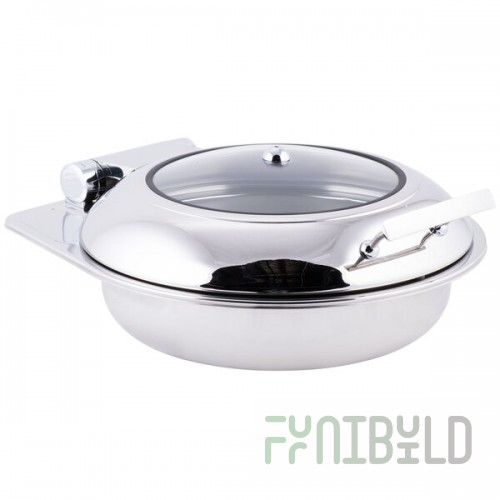 TableCraft CW40165 4 Qt. Round Stainless Steel Quick View Induction Chafer with Glass Lid