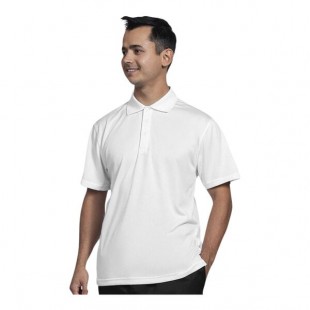 Uncommon Chef 50TJ01-R Men's Customizable White Short Sleeve Moisture Wicking Polo Shirt - Polyester - 2X
