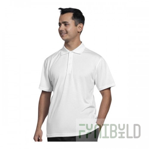 Uncommon Chef 50TJ01-R Men's Customizable White Short Sleeve Moisture Wicking Polo Shirt - Polyester - 2X